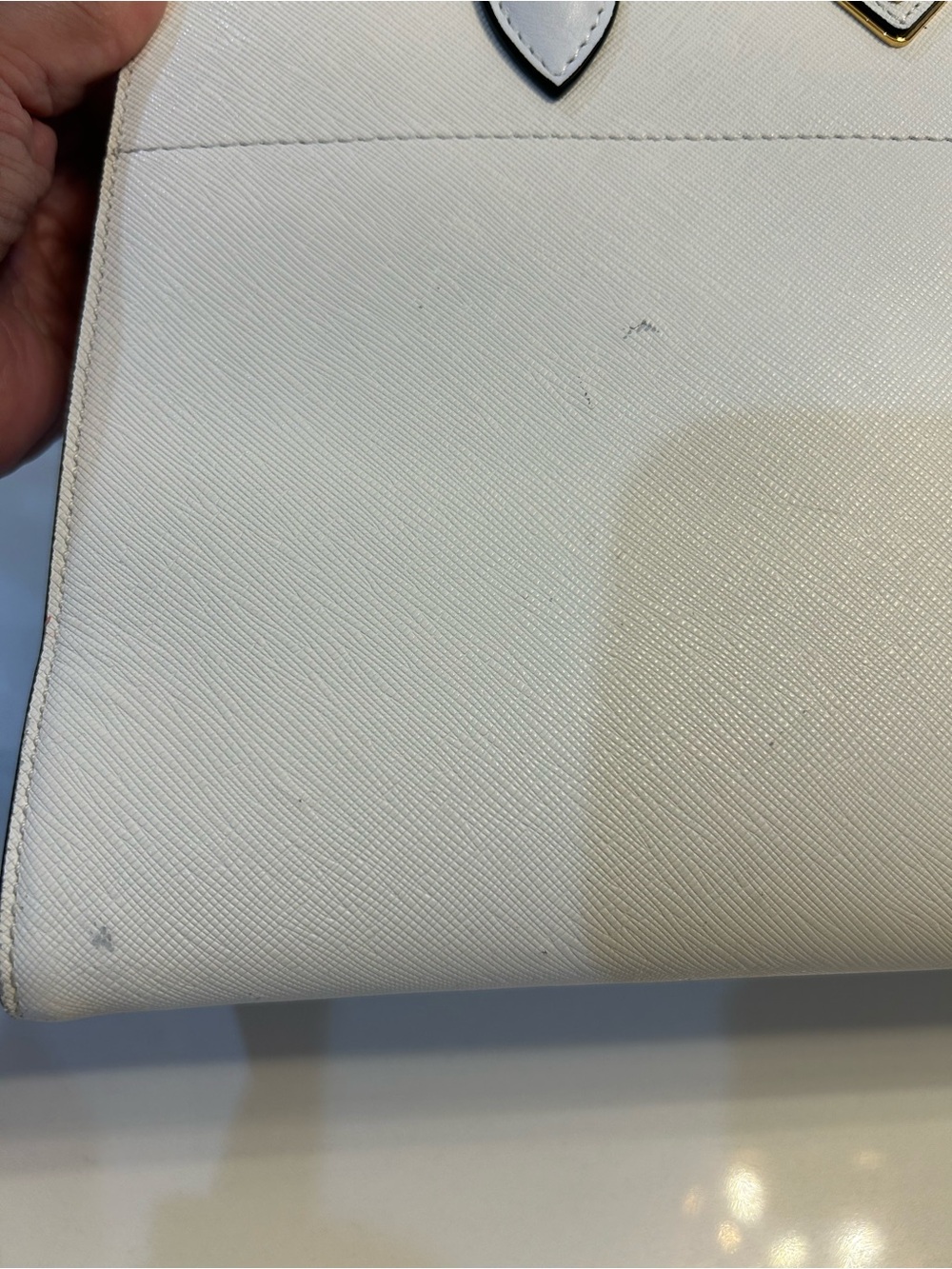 Prada White City Calfskin Saffiano Greche Paradigme Bag. NO SHOULDER STRAP - Picture 7 of 16
